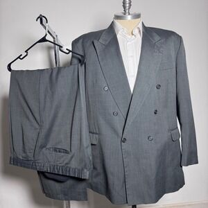 Kilburne and Finch Mens Gray Double Breasted Suit 52L W46 Wool Blend Slovakia